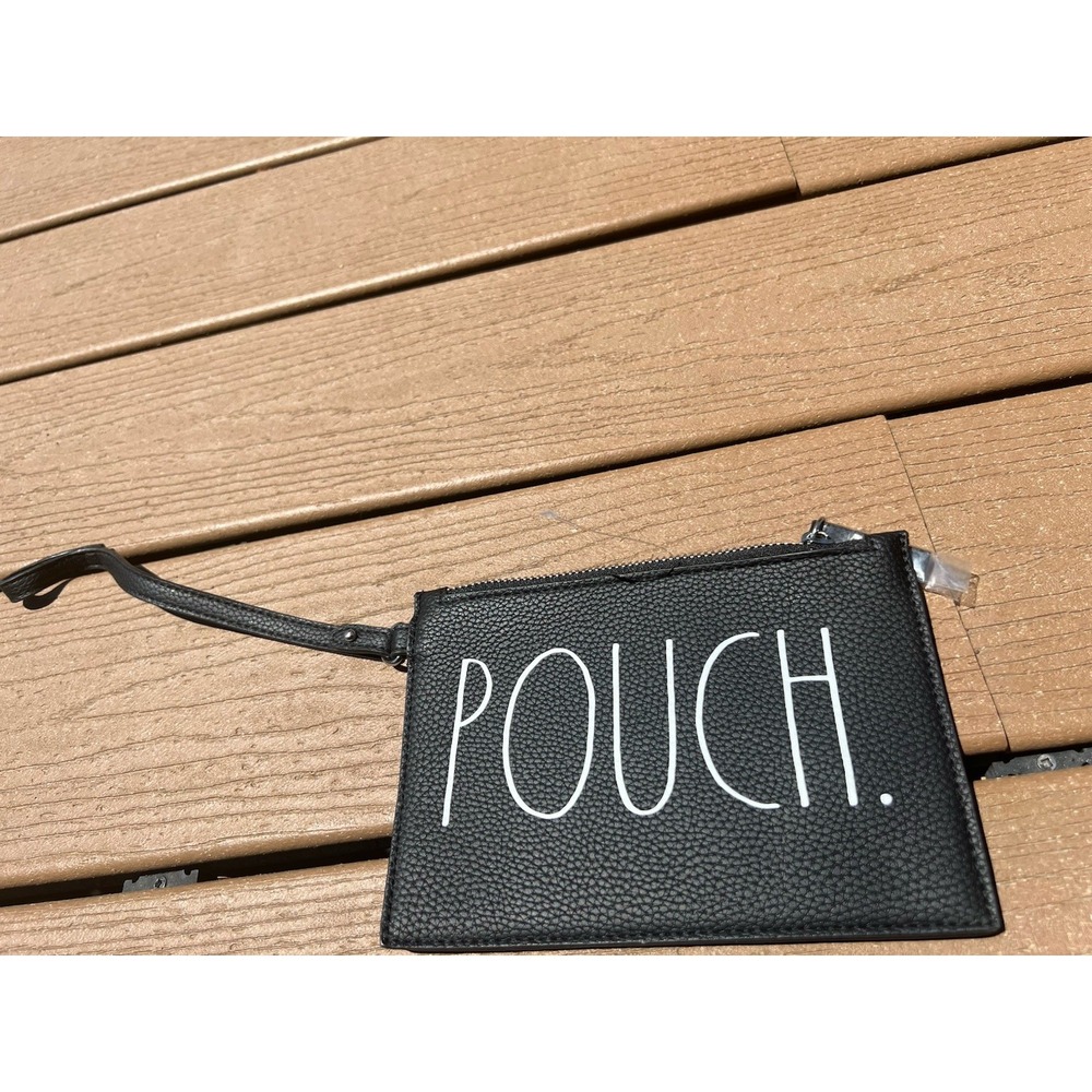 Rae Dunn Makeup Bag Zippered Pouch Tassel Black Spell Out Wristlet Cosmetic NWOT
